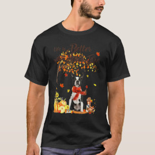 Boston Terrier Ahornbaum Thanksgiving Day Niedlich T-Shirt