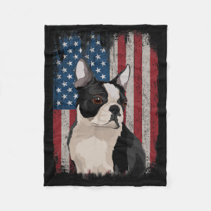Boston Terrier American Flag Patriotic 4. Juli Fleecedecke