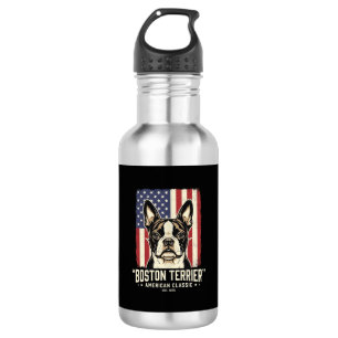 Boston Terrier Amerikanische Klassik Flagge Edelstahlflasche