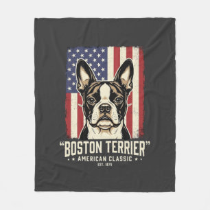 Boston Terrier Amerikanische Klassik Flagge Fleecedecke