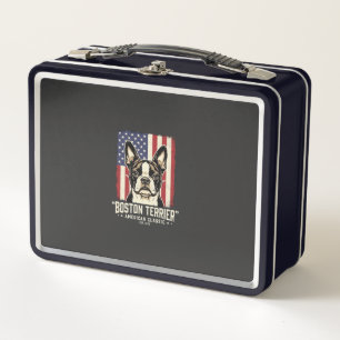 Boston Terrier Amerikanische Klassik Flagge Metall Brotdose