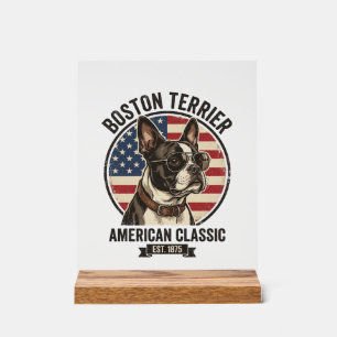 Boston Terrier Amerikanischer Klassischer Hund Fla Acrylschild