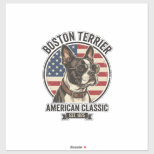 Boston Terrier Amerikanischer Klassischer Hund Fla Aufkleber