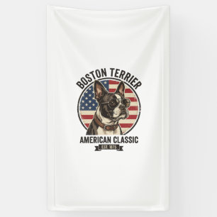 Boston Terrier Amerikanischer Klassischer Hund Fla Banner