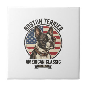 Boston Terrier Amerikanischer Klassischer Hund Fla Fliese