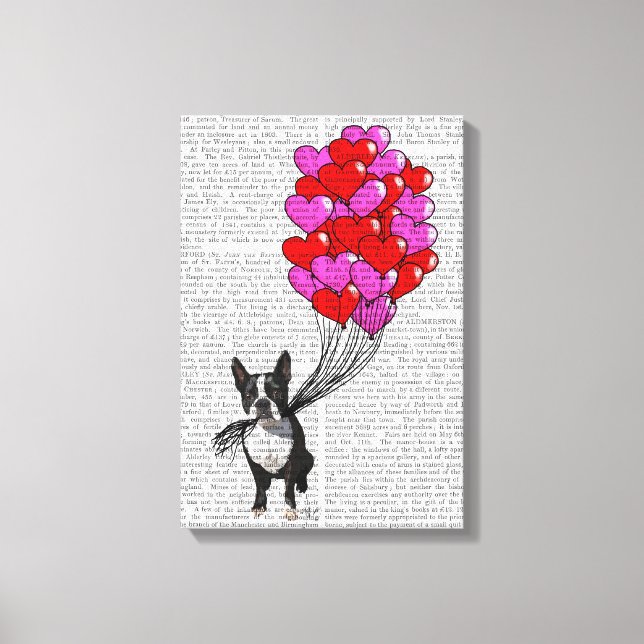 Boston Terrier and Balloons Leinwanddruck (Vorderseite)