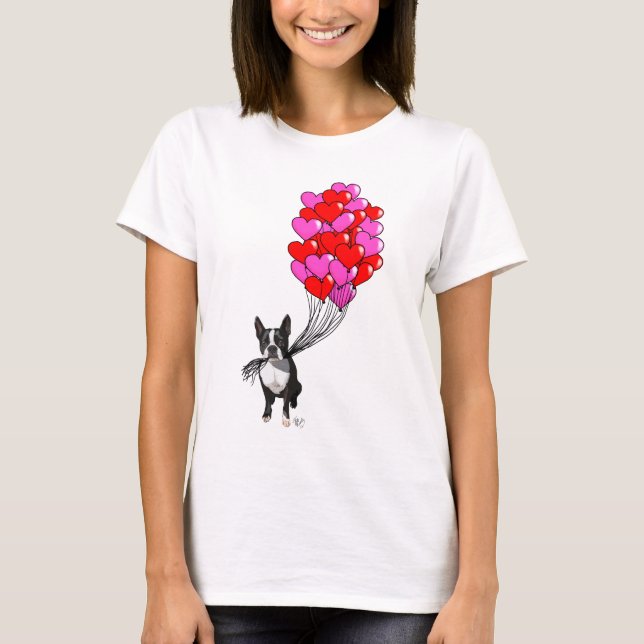 Boston Terrier and Balloons T-Shirt (Vorderseite)