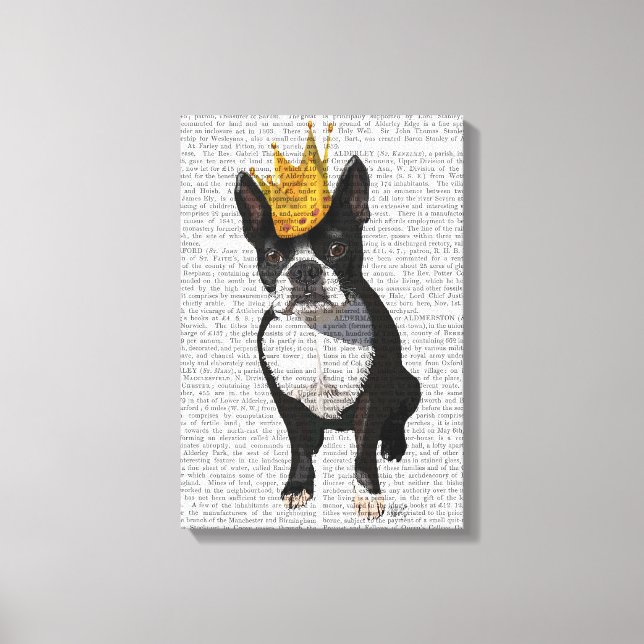 Boston Terrier and Crown Leinwanddruck (Vorderseite)