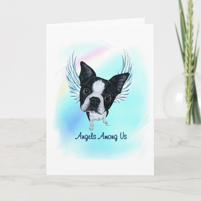 Boston Terrier Angel Chien Pet Perdre carte de sym (Devant)