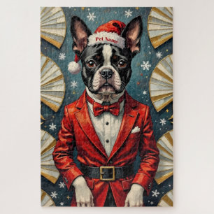 Boston Terrier Art Deco Weihnachts-Smokinghut