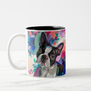 Boston Terrier Art Mug  turquoise