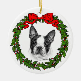 Boston Terrier Art von Glenda S. Harlan Keramik Ornament