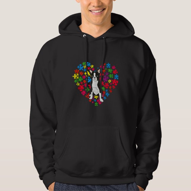 Boston Terrier Autismus Bewusstsein für Hunde Mama Hoodie (Vorderseite)