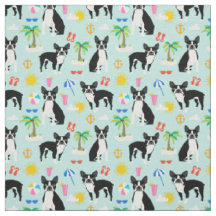 Boston Terrier Beach Fabric - Sommer-Hundegewebe