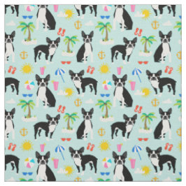 Boston Terrier Beach Fabric - Sommer-Hundegewebe Stoff