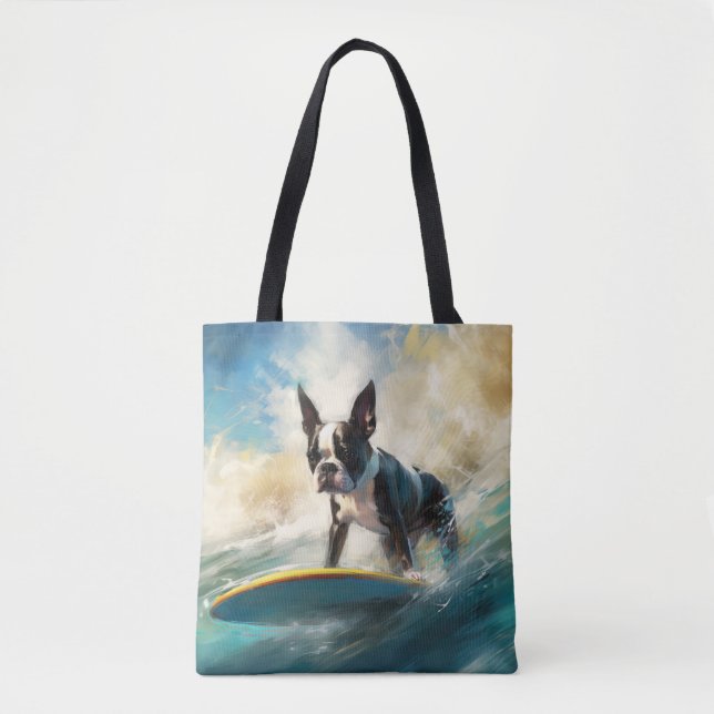 Boston Terrier Beach Surfainting Tasche (Vorderseite)
