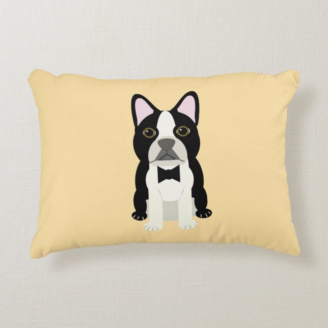 Boston Terrier beige Dekokissen (Vorderseite)
