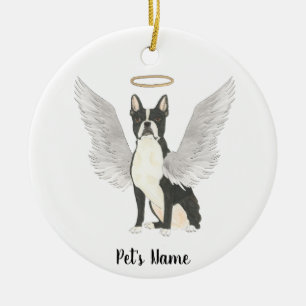 Boston Terrier Beileid Memorial Keramik Ornament