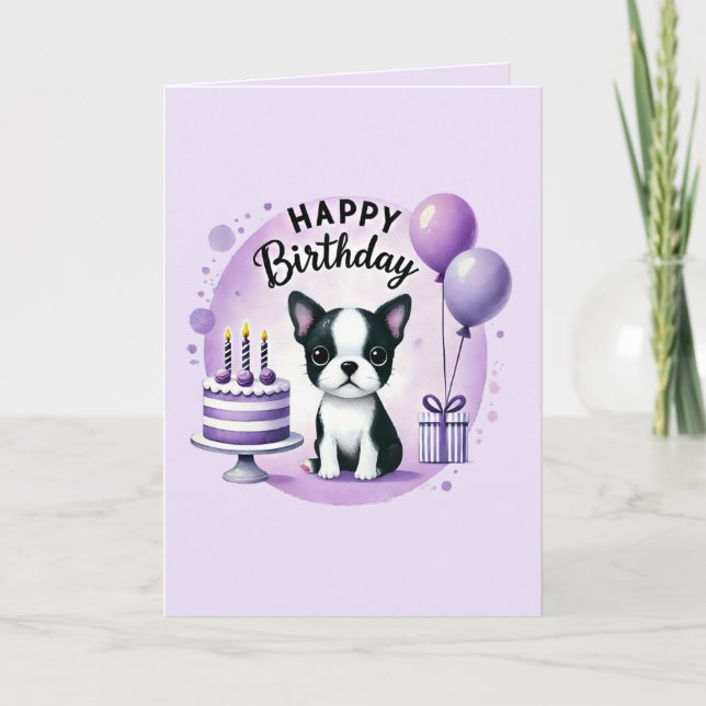 Boston Terrier Birthday Card Feiertagskarte (Vorderseite)