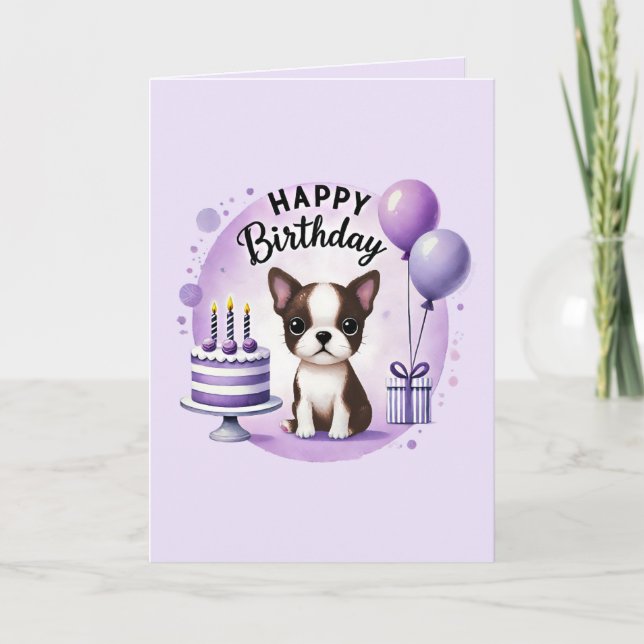 Boston Terrier Birthday Card Feiertagskarte (Vorderseite)
