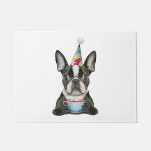 Boston Terrier Birthday Hat Classic T - Shirt Fußmatte