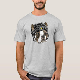 Boston Terrier Black Hockey Helm T-Shirt