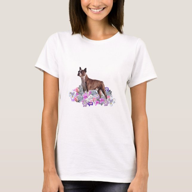Boston-Terrier-Blumen T-Shirt (Vorderseite)