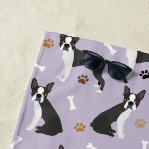 Boston Terrier Bones and Paws Beach Handtuch