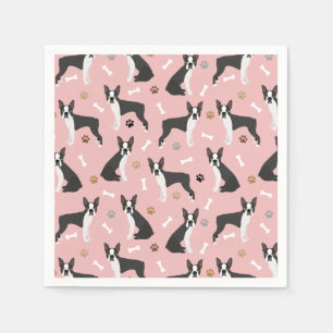 Boston Terrier Bones and Paws Napkins Serviette