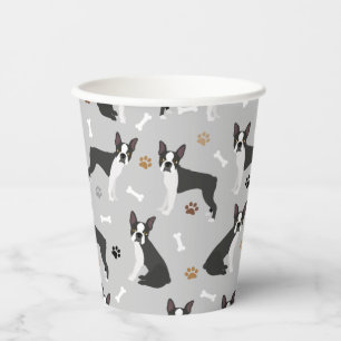 Boston Terrier Bones and Paws Paper Cups Pappbecher