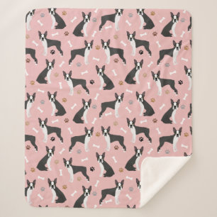 Boston Terrier Bones and Paws Sherpa Blanket Sherpadecke