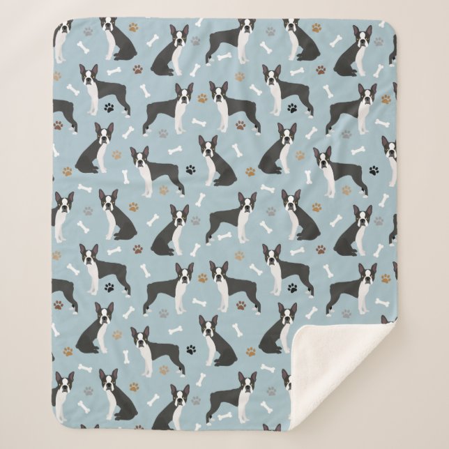 Boston Terrier Bones and Paws Sherpadecke (Vorderseite)