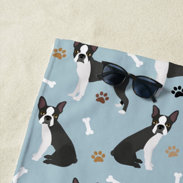 Boston Terrier Bones and Paws Strandtuch (Beispiel)