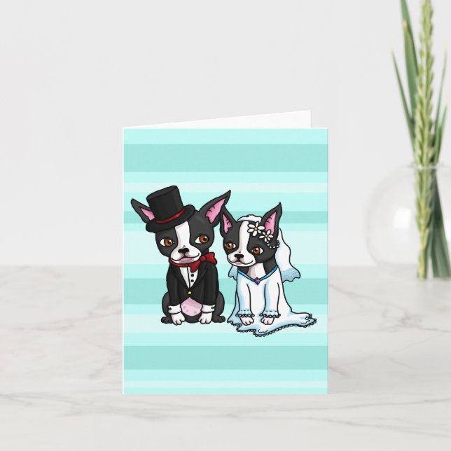 Boston Terrier Bride und Groom Karte (Vorderseite)