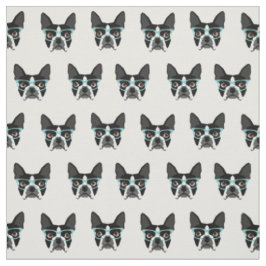 Boston Terrier Brille - niedliches Hundegewebe Stoff