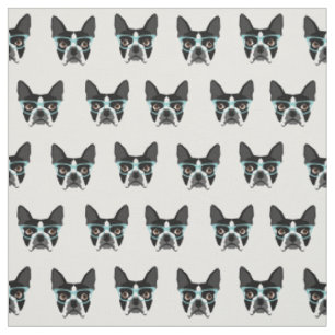 Boston Terrier Brille - niedliches Hundegewebe Stoff