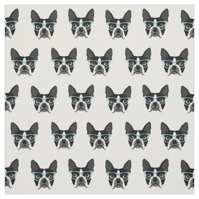 Boston Terrier Brille - niedliches Hundegewebe Stoff (Muster)
