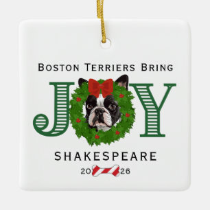 Boston Terrier bringen Freude Keramikornament