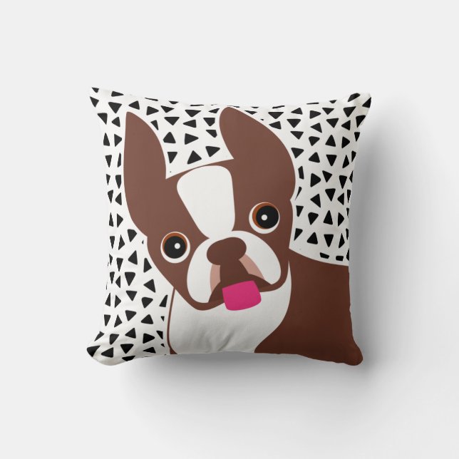 Boston Terrier Brown oder Red Coated Dog Kissen (Vorderseite)