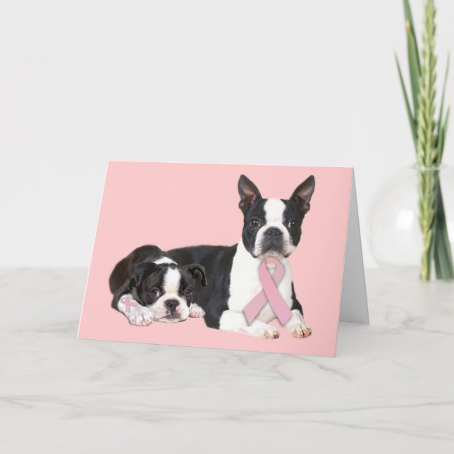 Boston Terrier Brustkrebs-Grußkarte Karte (Vorderseite)