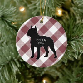 Boston Terrier Buffalo Karo Keramik Keramik Ornament