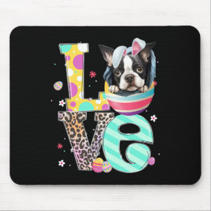 Boston Terrier Bunny Face Dog Animal Lover Oster Mousepad