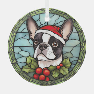 Boston Terrier Buntglas Weihnachten Ornament Aus Glas