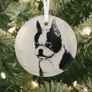 Boston Terrier by Hevener Ornament Aus Glas