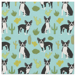 Boston Terrier Cactus Fabric Stoff