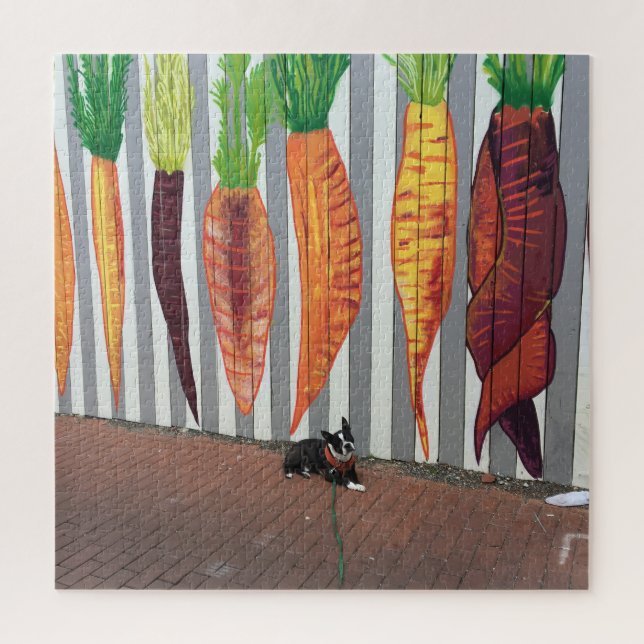 Boston Terrier & Calico Carrots (Vertikal)