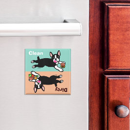 Boston Terrier Cartoon Dirty / Clean Magnet