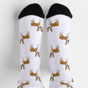 Boston-Terrier-Cartoon-Hundemuster in Rehbraun und Socken