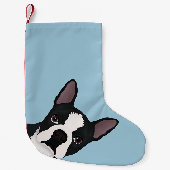 Boston-Terrier-Cartoon Kleiner Weihnachtsstrumpf (Vorderseite)