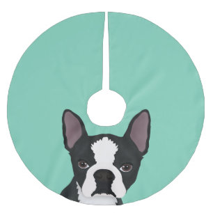 Boston-Terrier-Cartoon Polyester Weihnachtsbaumdecke